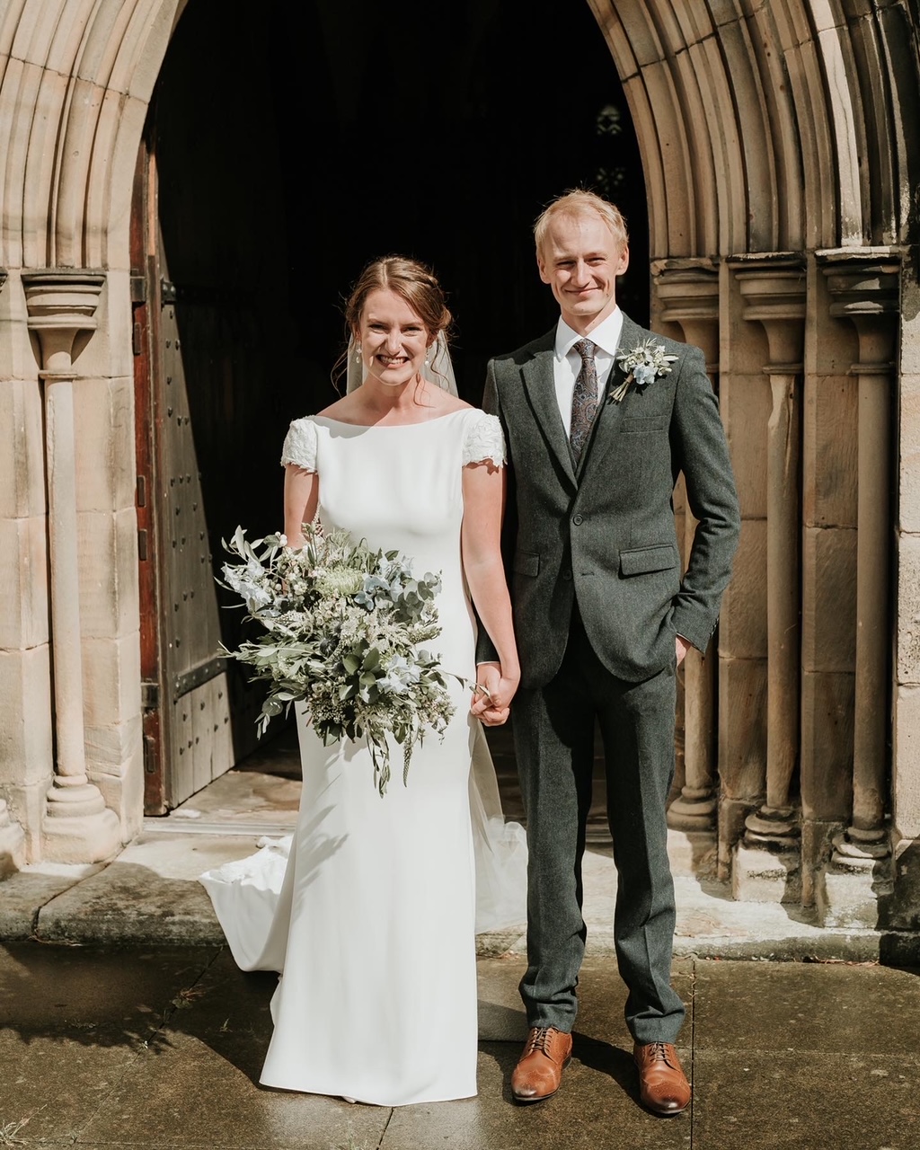 Newly weds outside Rothbury church